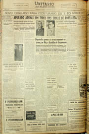 Página do jornal Unitário de outubro de 1958