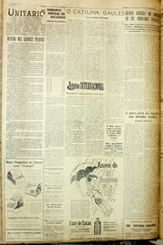 Página do jornal Unitário de outubro de 1958