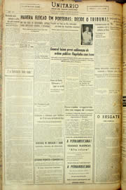 Página do jornal Unitário de outubro de 1958
