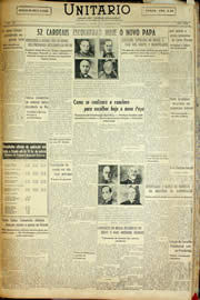 Página do jornal Unitário de outubro de 1958