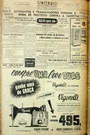 Página do jornal Unitário de novembro de 1958