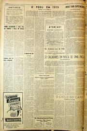 Página do jornal Unitário de outubro de 1959