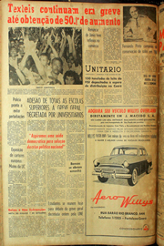 Página do jornal Unitário de agosto de 1961