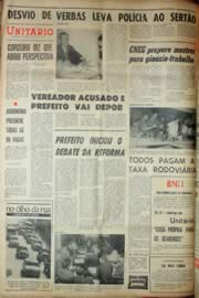 Página do jornal Unitário de julho de 1969