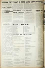 Página do jornal Unitário de agosto de 1971