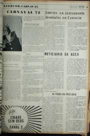 Página do jornal Unitário de fevereiro de 1972