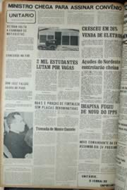 Página do jornal Unitário de fevereiro de 1972
