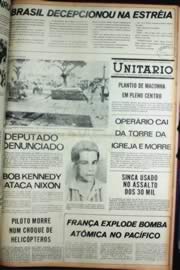 Página do jornal Unitário de junho de 1972