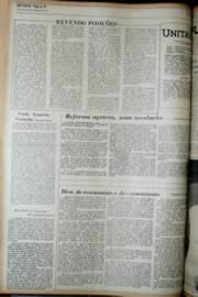 Página do jornal Unitário de agosto de 1972