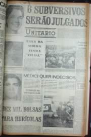 Página do jornal Unitário de setembro de 1972