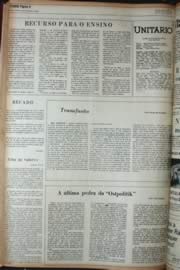 Página do jornal Unitário de setembro de 1972